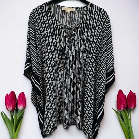 Michael by Michael Kors Black and White Striped Tunic Blouse Women’s Size S - Picture 1 of 10